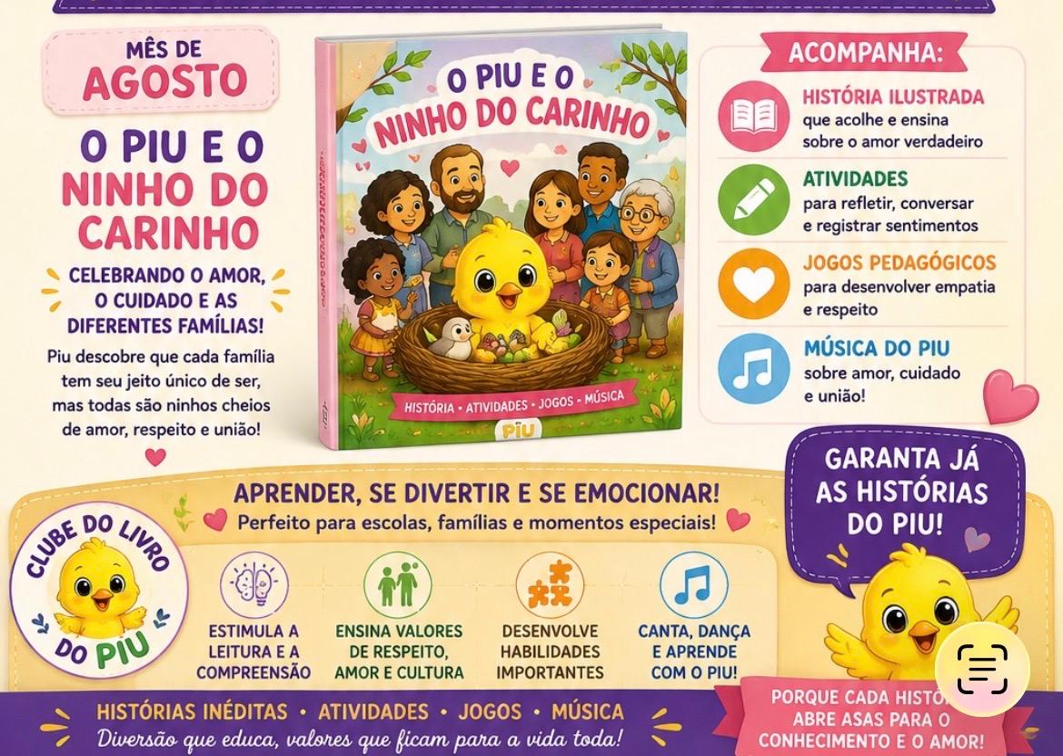 Capa do material Piu e o ninho do carinho